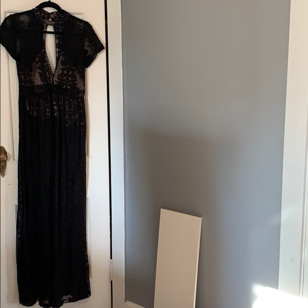 Olivaceous See-Through Maxi Dress